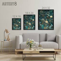 "Artery8 Birds in Blooming Wildflower Field Framed Canvas Wall Art Print in Blue - Size: W12"" x H16""" - thumbnail 4