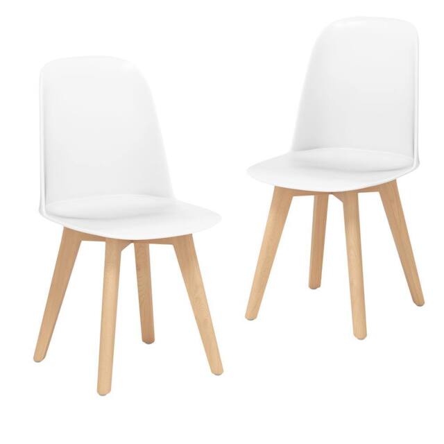 Costway Modern Dining Chairs Set of 2 Armless Kitchen Chairs Side Chair in White - image 1