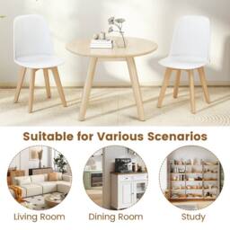 Costway Modern Dining Chairs Set of 2 Armless Kitchen Chairs Side Chair in White - thumbnail 8