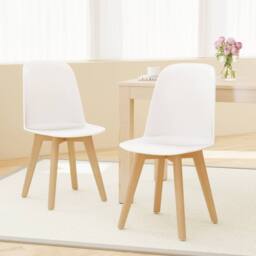 Costway Modern Dining Chairs Set of 2 Armless Kitchen Chairs Side Chair in White - thumbnail 6