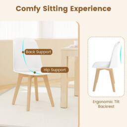 Costway Modern Dining Chairs Set of 2 Armless Kitchen Chairs Side Chair in White - thumbnail 9