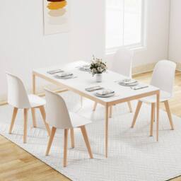 Costway Modern Dining Chairs Set of 2 Armless Kitchen Chairs Side Chair in White - thumbnail 5