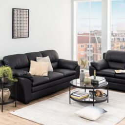 Furniture To Go Bayonne Round Coffee Table in Black with Smoked Glass Top - thumbnail 3
