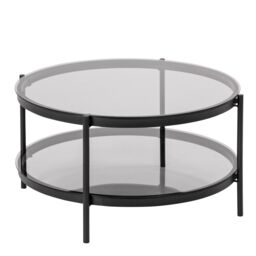 Furniture To Go Bayonne Round Coffee Table in Black with Smoked Glass Top - thumbnail 1