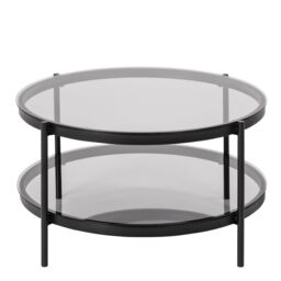 Furniture To Go Bayonne Round Coffee Table in Black with Smoked Glass Top - thumbnail 2