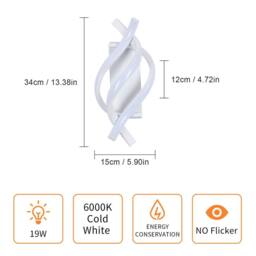 Pheashine White Aluminum 36cm Spiral LED Wall Light 22W 3000K Warm White - thumbnail 6