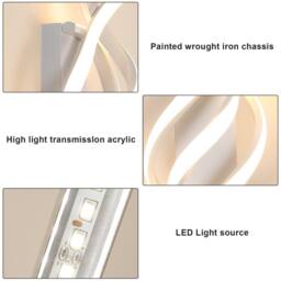 Pheashine White Aluminum 36cm Spiral LED Wall Light 22W 3000K Warm White - thumbnail 5