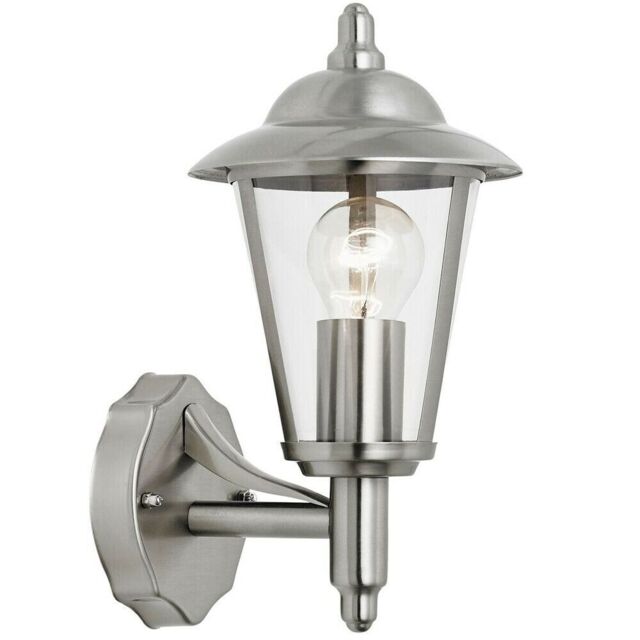 Loops IP44 Outdoor Wall Lamp Stainless Steel Traditional Lantern Porch Door Uplight in Metallics - image 1