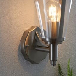 Loops IP44 Outdoor Wall Lamp Stainless Steel Traditional Lantern Porch Door Uplight in Metallics - thumbnail 4