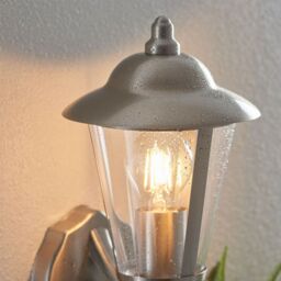 Loops IP44 Outdoor Wall Lamp Stainless Steel Traditional Lantern Porch Door Uplight in Metallics - thumbnail 3