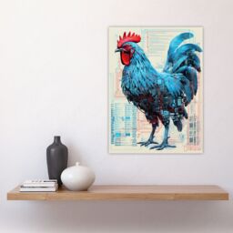 Artery8 Robo Rooster Robot Hybrid Schematic Blueprint Futuristic Secret Complex Arcane Manuscript Gift For Him Man Cave Unframed Wall Art Print - thumbnail 4