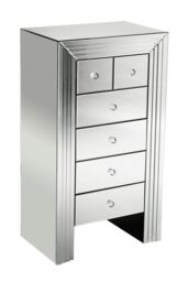 Orsina 6 Drawers Mirrored Chest, Modern chest of drawers, Spacious Storage Chest For Living Room, Delivered Fully Assembled in Silver