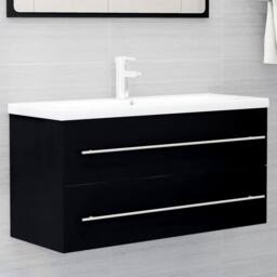 Berkfield Home Sink Cabinet Black 100x38.5x48 cm Engineered Wood - thumbnail 1