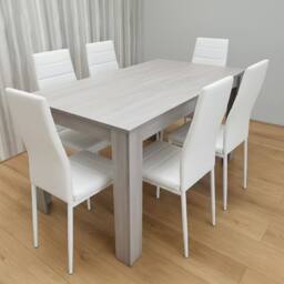 KOSY KOALA Dining Table Set with 6 Chairs Dining Furniture Set in Light Grey