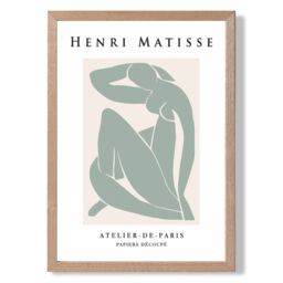 ARTZE Matisse Nude Green & Cream Framed Print SIZE: A4 with Oak Frame in Pale Green