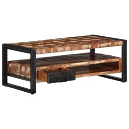 Berkfield Home Coffee Table Multicolour 90x50x36 cm Solid Wood Reclaimed - Size: 90 x 50 x 36 cm - thumbnail 4