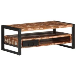 Berkfield Home Coffee Table Multicolour 90x50x36 cm Solid Wood Reclaimed - Size: 90 x 50 x 36 cm - thumbnail 2