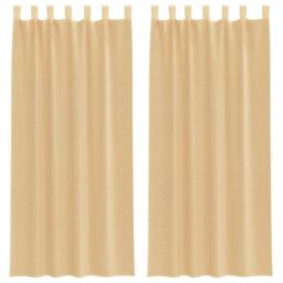 Berkfield Home Voile Curtains with Rod Pockets 2 pcs Sand in Brown - thumbnail 2
