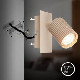 BRILONER Beige Metal Wall Light Spotlight Reading Lamp GU10 Bulb Not Incl - thumbnail 5