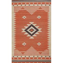Wyld and Coco Kilim Multicolour Cotton Rug 80 x 150 cm Reversible Geometric in Orange - Size: 80 cm x 150 cm - thumbnail 2