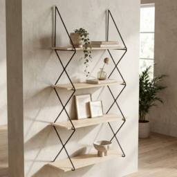 Garden Greatness Brixton 4 Tier Floating Ladder Wall Shelf in Black - thumbnail 1