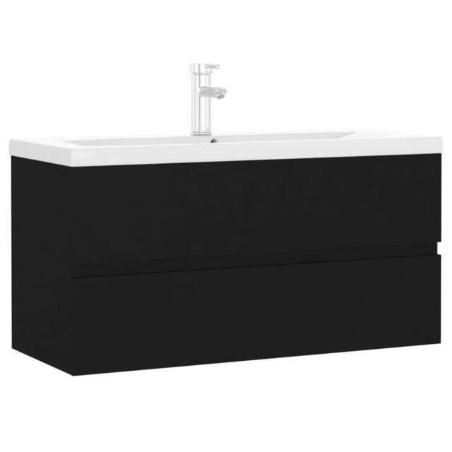 Berkfield Home Sink Cabinet with Built-in Basin Black Engineered Wood - image 1