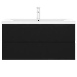 Berkfield Home Sink Cabinet with Built-in Basin Black Engineered Wood - thumbnail 4