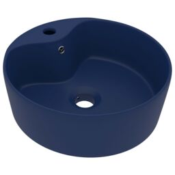Berkfield Home Luxury Wash Basin with Overflow Matt Dark Blue 36x13 cm Ceramic - thumbnail 2