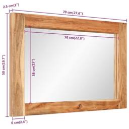 Berkfield Home Mirror 70x50 cm Solid Wood Acacia & Glass in Brown - thumbnail 9