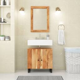Berkfield Home Mirror 70x50 cm Solid Wood Acacia & Glass in Brown - thumbnail 2