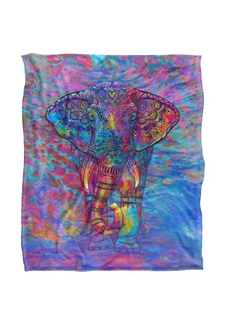 JQ Licensing Royce Mcclure Bohemian Elephant Silky Touch Super Soft Throw Blanket 152 X 127 cm in White - image 1
