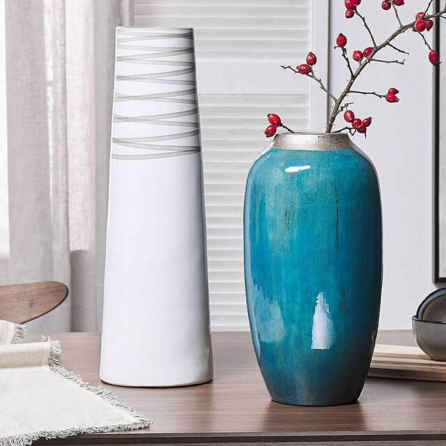 Wyld and Coco Terracotta Co Handcrafted White Decorative Vase Modern Gloss Finish - image 1