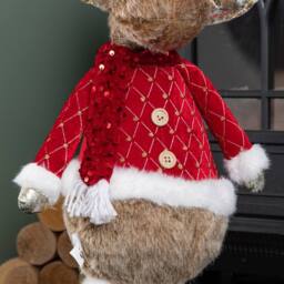 Samuel Alexander 65cm Standing Plush Golden Cupid Christmas Reindeer Decoration in Red - thumbnail 5