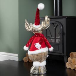 Samuel Alexander 65cm Standing Plush Golden Cupid Christmas Reindeer Decoration in Red - thumbnail 3