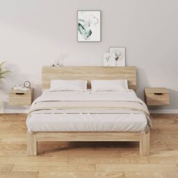 Berkfield Home Wall-mounted Bedside Cabinets 2 pcs Sonoma Oak 34x30x20 cm in Brown - Size: 34 x 30 x 20 cm - thumbnail 1