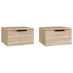 Berkfield Home Wall-mounted Bedside Cabinets 2 pcs Sonoma Oak 34x30x20 cm in Brown - Size: 34 x 30 x 20 cm - thumbnail 2