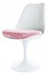 Fusion Living White Tulip Dining Chair with Luxurious Cushion in Light Pink - thumbnail 2