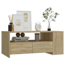 Berkfield Home Coffee Table Sonoma Oak 102x55x42 cm Engineered Wood in Brown - Size: 102 x 55 x 42 cm - thumbnail 6