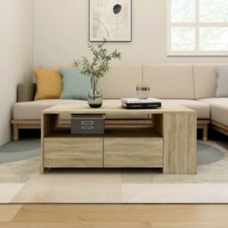 Berkfield Home Coffee Table Sonoma Oak 102x55x42 cm Engineered Wood in Brown - Size: 102 x 55 x 42 cm - thumbnail 1