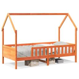 Berkfield Home Kids' House Bed Frame without Mattress Wax Brown 90x200 cm Pine - thumbnail 3