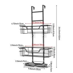 KORVIXA 3 Tier Over Door Screen Shower Hanging Caddy Rack in Black - Size: 50 cm x 80 cm - thumbnail 2