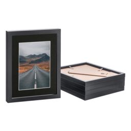 "Nicola Spring Photo Frames with 5"" x 7"" Mount - 8"" x 10"" - Ivory Mount - Pack of 5 in Black" - thumbnail 1