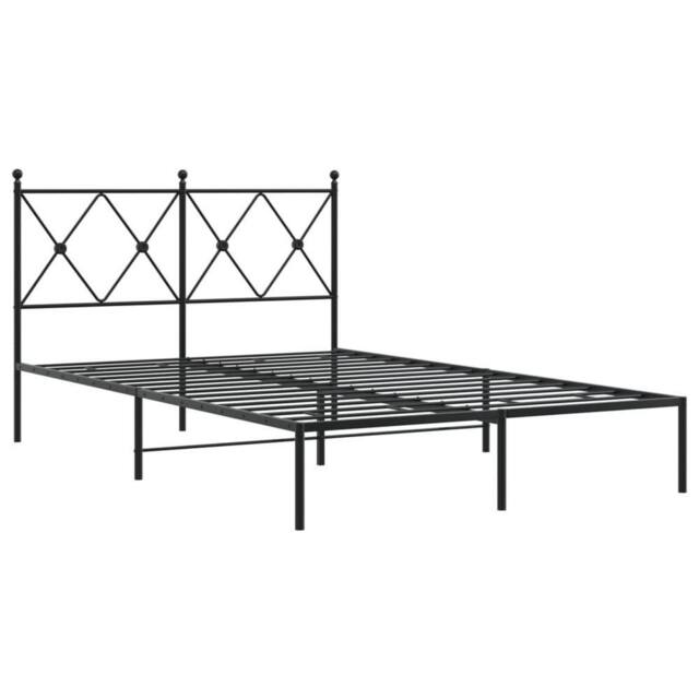 Berkfield Home Metal Bed Frame without Mattress with Headboard Black 120x200cm - Size: Small Double - image 1