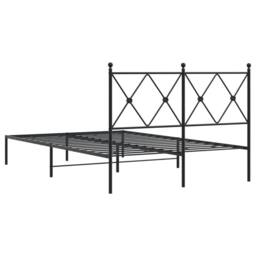 Berkfield Home Metal Bed Frame without Mattress with Headboard Black 120x200cm - Size: Small Double - thumbnail 6