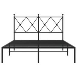 Berkfield Home Metal Bed Frame without Mattress with Headboard Black 120x200cm - Size: Small Double - thumbnail 4