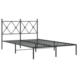 Berkfield Home Metal Bed Frame without Mattress with Headboard Black 120x200cm - Size: Small Double - thumbnail 1