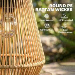 Havendro Outdoor Rattan Hanging Solar Garden Lanterns Set of 2 Brown - Size: 100 cm - thumbnail 4
