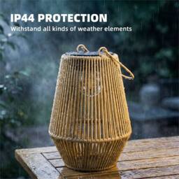 Havendro Outdoor Rattan Hanging Solar Garden Lanterns Set of 2 Brown - Size: 100 cm - thumbnail 5
