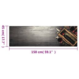 Berkfield Home Kitchen Rug Washable Wine Bottle 45x150 cm Velvet in Grey - thumbnail 5