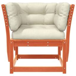 Berkfield Home Garden Sofa Armrest with Cushions Wax Brown Solid Wood Pine - thumbnail 5